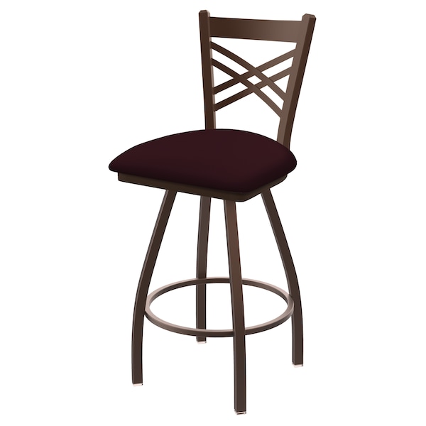 36" Swivel Bar Stool, Bronze Finish, Canter Bordeaux Seat